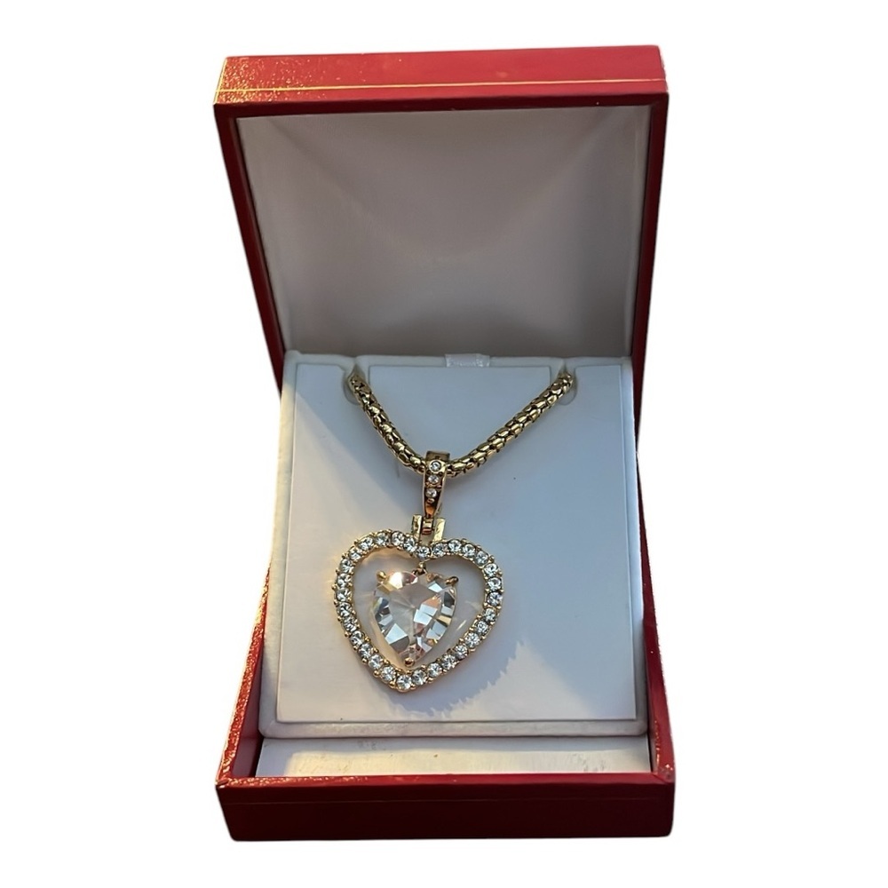 055 vintage Nolan Miller, crystal heart Pendant Necklace - Picture 6 of 6